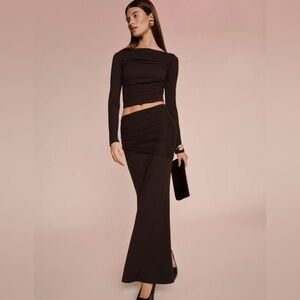 Reformation Emi Knit Two Piece- Black Currant- Size L